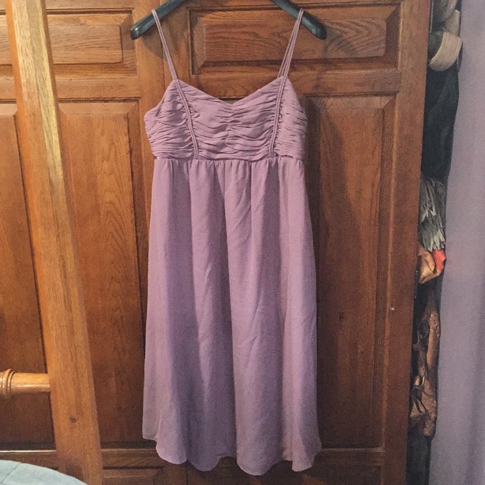 Mauve silk strappy ruched midi dress 8